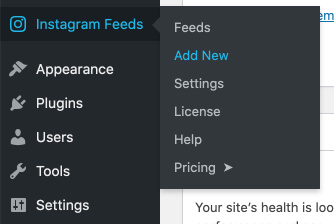 Instagram Feeds > Add New