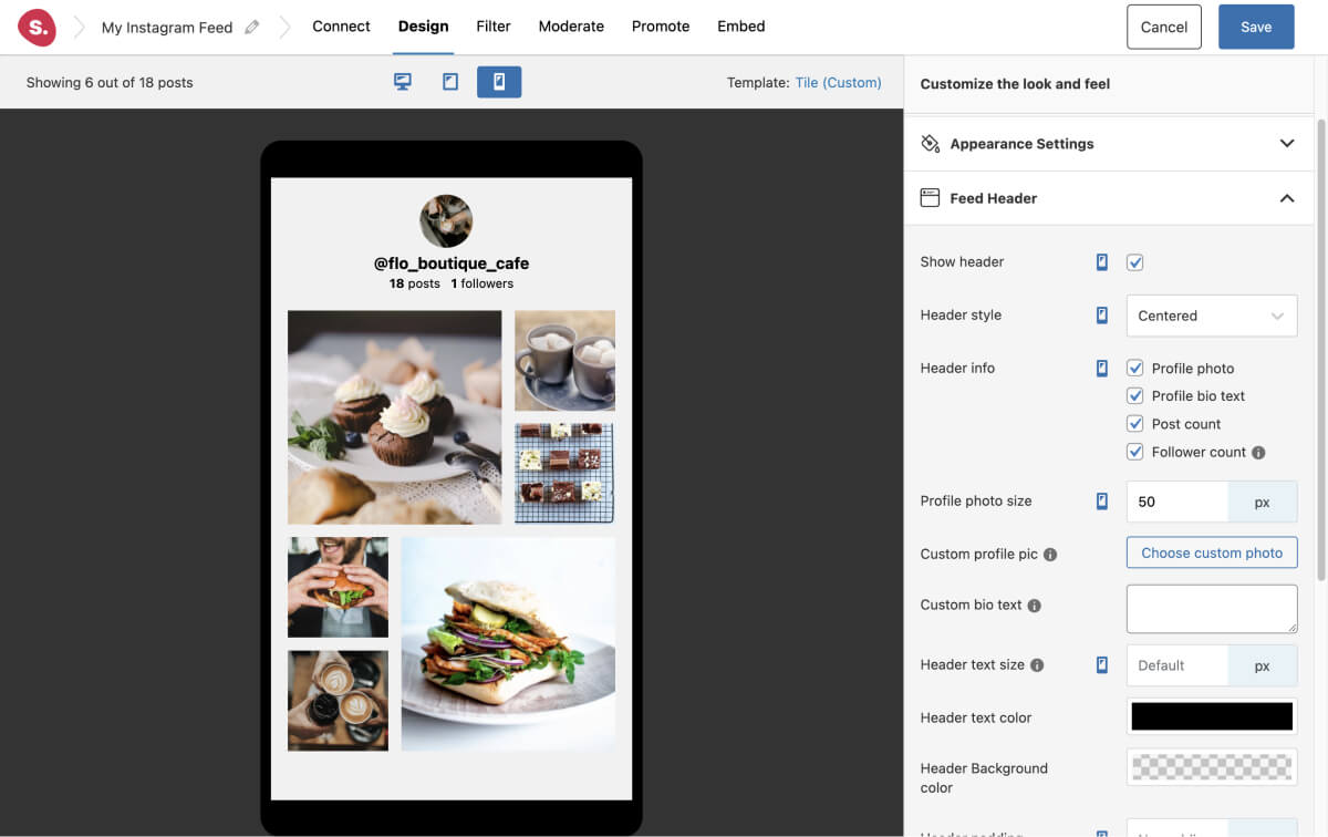 Designing a responsive Instagram feed header in Spotlight.