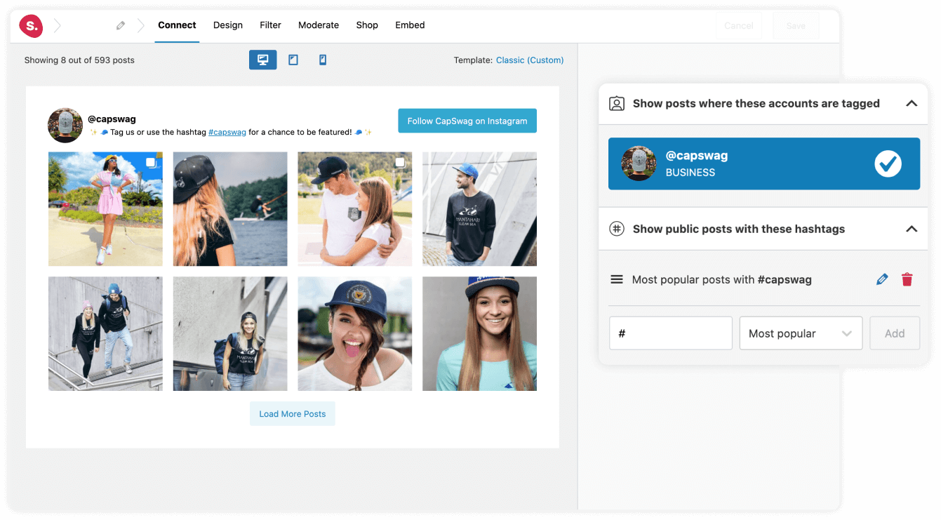 Embed Instagram hashtag feeds and tagged posts