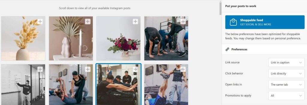 Shoppable Instagram feed