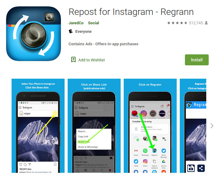 screenshot of Regrann in app store