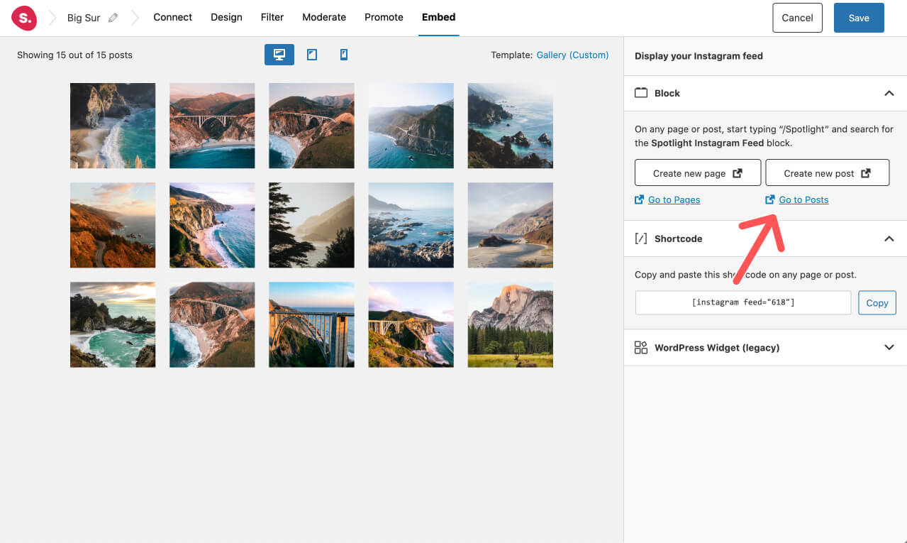 Create a new post with an Instagram hashtag feed