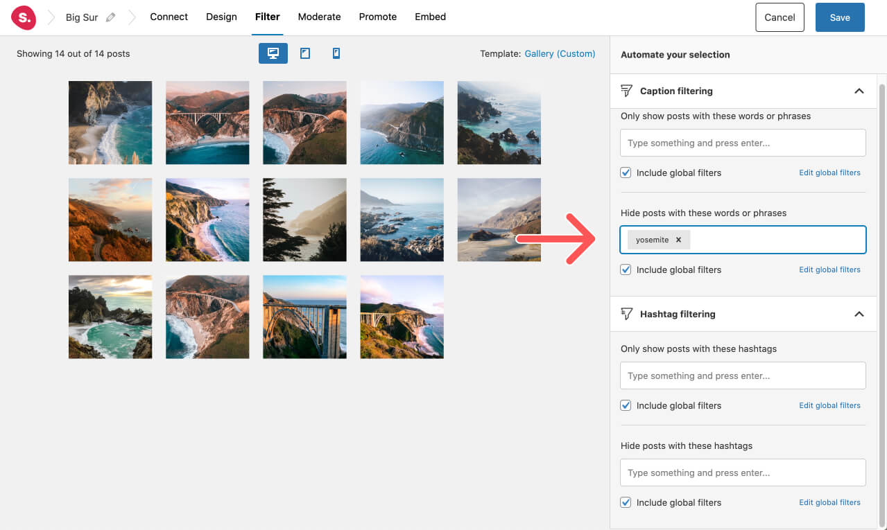 Filter an Instagram hashtag feed on WordPress