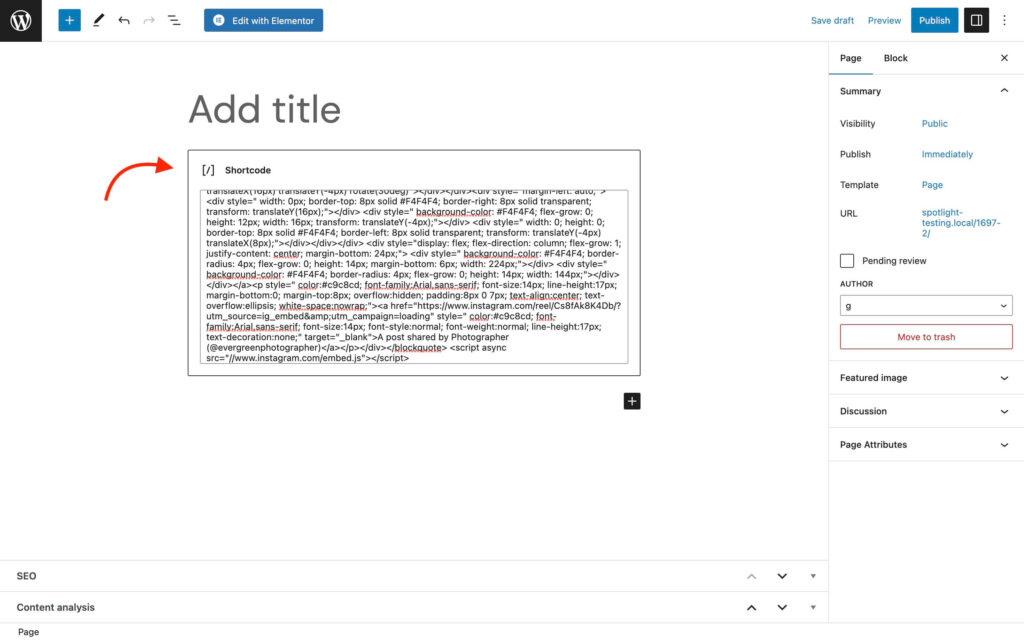 Insertar una publicación de Instagram sin un plugin.