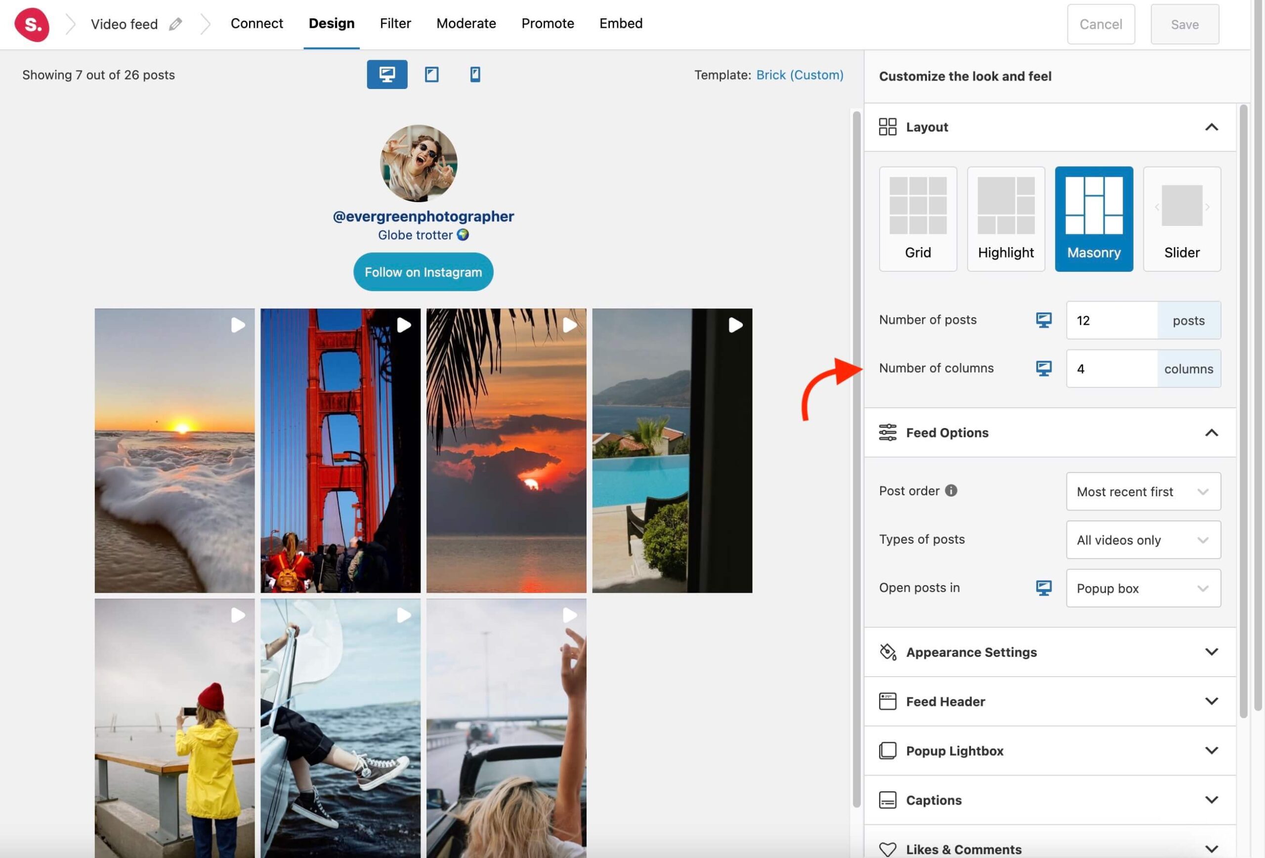 Change the appearance of your Instagram feed