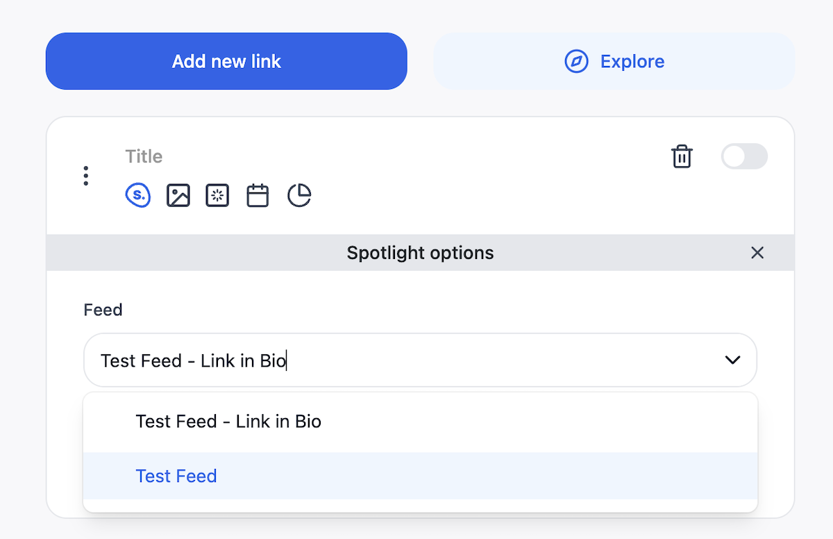 Select the feed you want to display