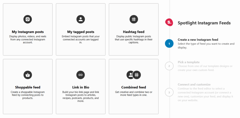 Some of the types of feeds you can create in Spotlight