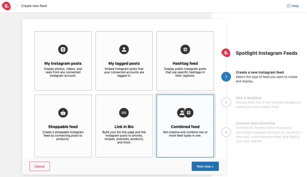 Crear un feed combinado utilizando Spotlight