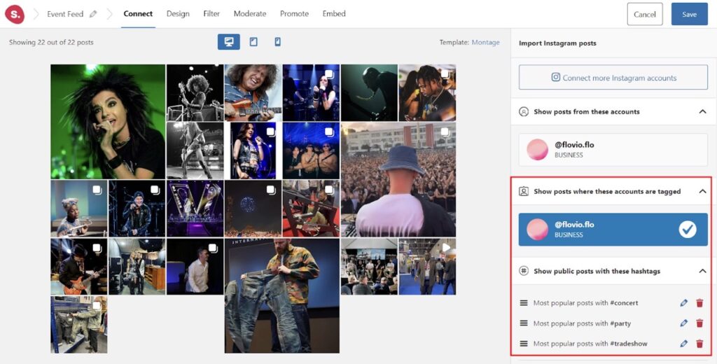 Create a tagged and hashtag Instagram feed