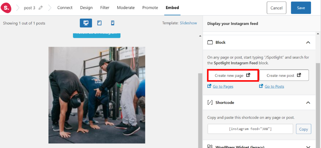 Create a new page for your collaborative posts