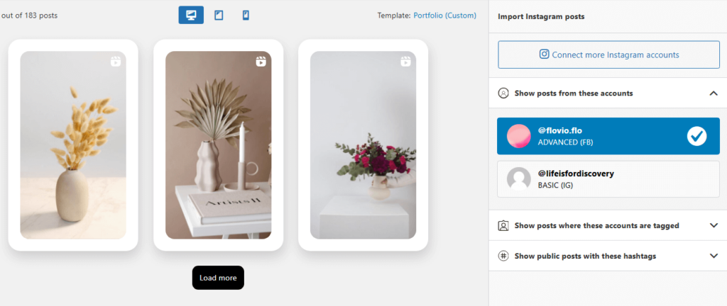 Instagram shoppable video feed design 