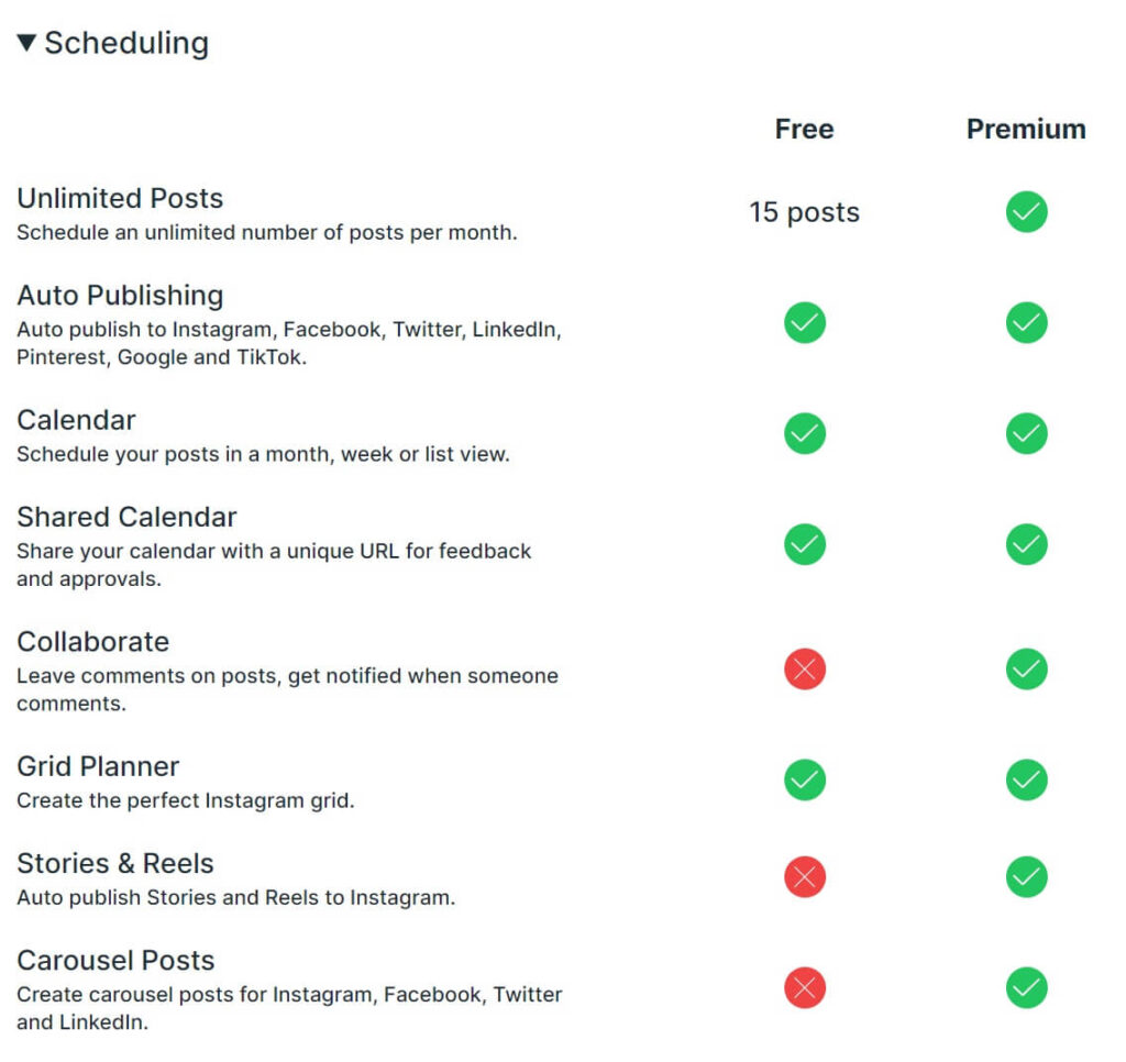 Free vs. paid Instagram feed planners