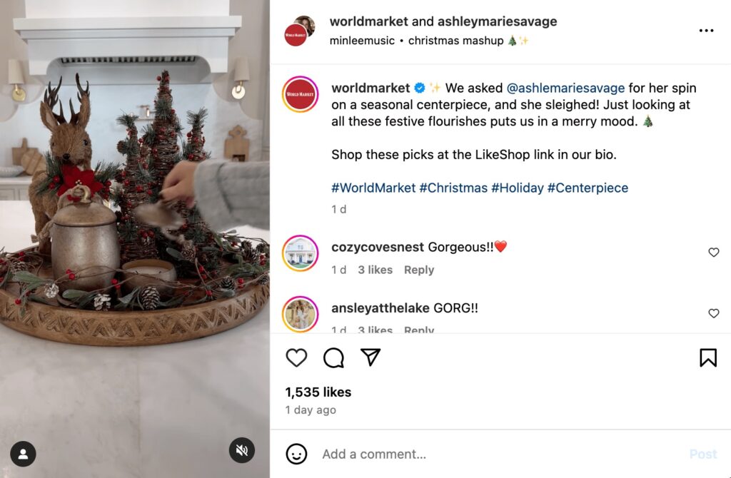 Holiday-themed Instagram reels and stories