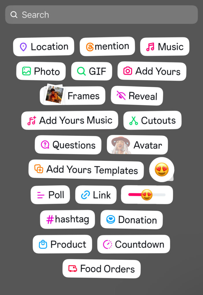 Instagram stories stickers