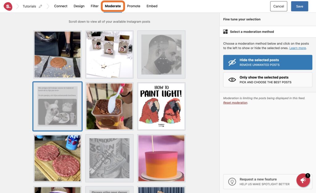 Moderate Instagram feeds in Spotlight