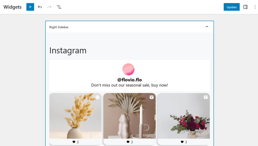 Instagram widget feed