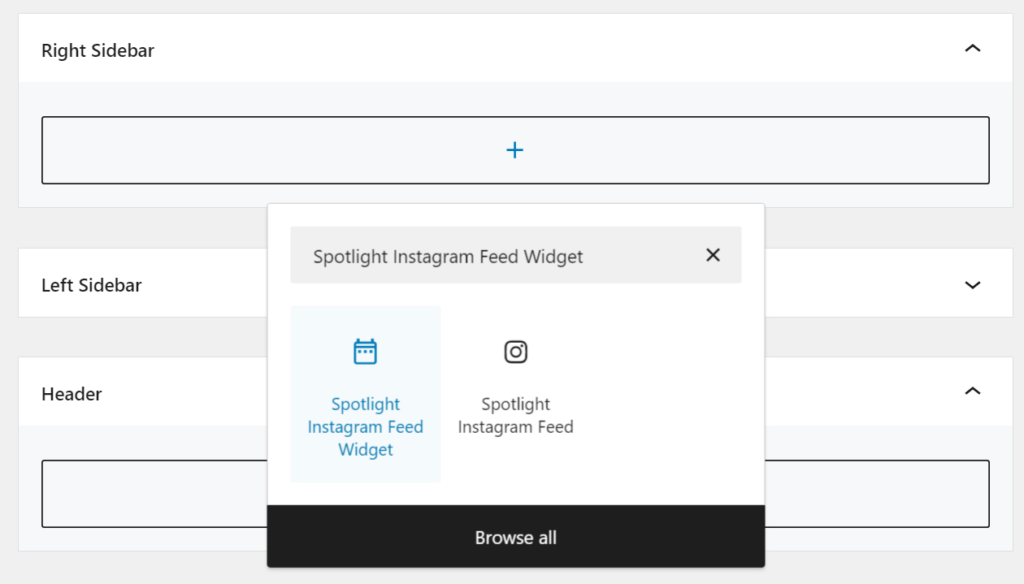 Spotlight Instagram feed widget block