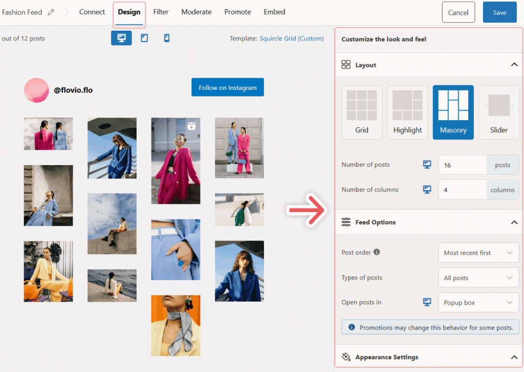 Customizing the style of a Spotlight feed