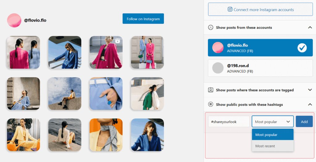 Configuring the order of the posts to show in a hashtag feed