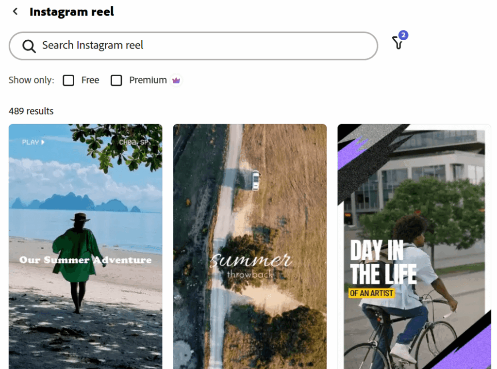Adobe Express Instagram reels templates