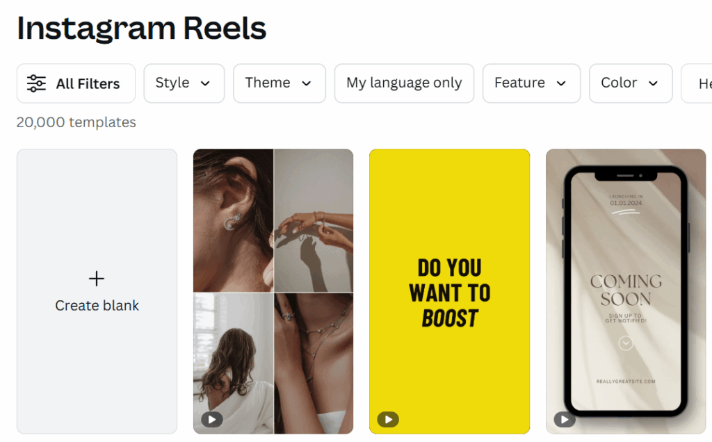 Canva Instagram reel templates