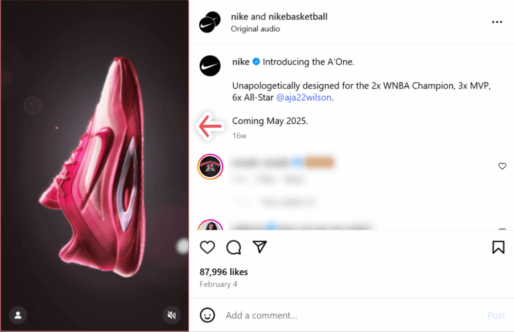 An example of an Instagram reel