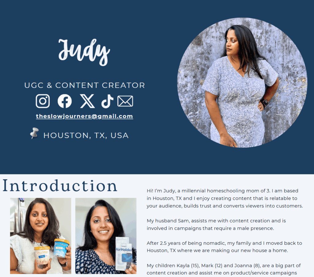 A UGC portfolio with work examples