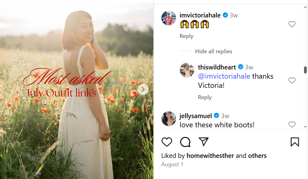 An UGC creator engaging with followers in Instagram