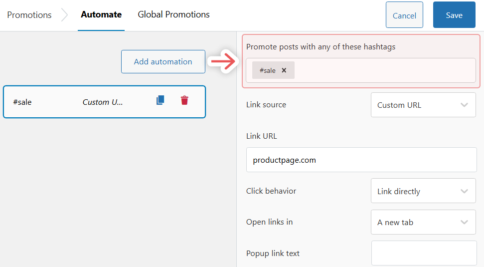 Configuring a promotion in Spotlight
