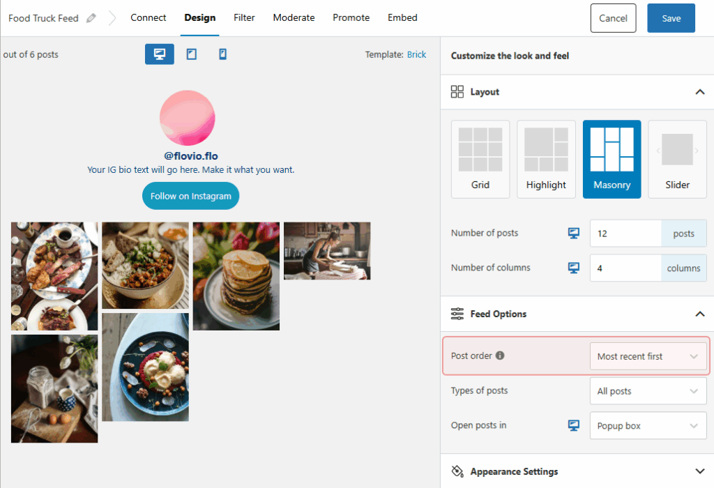 An example of a food truck Instagram feed in Spotlight