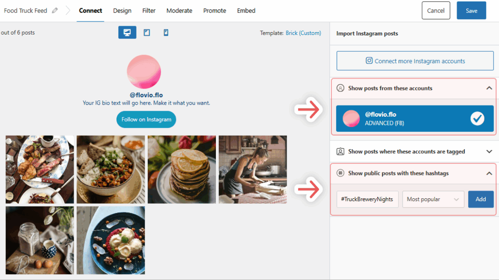 A food truck hashtag feed created with Spotlight