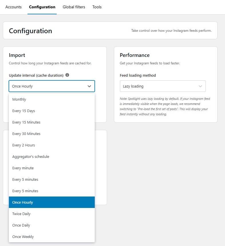Spotlight configuration settings