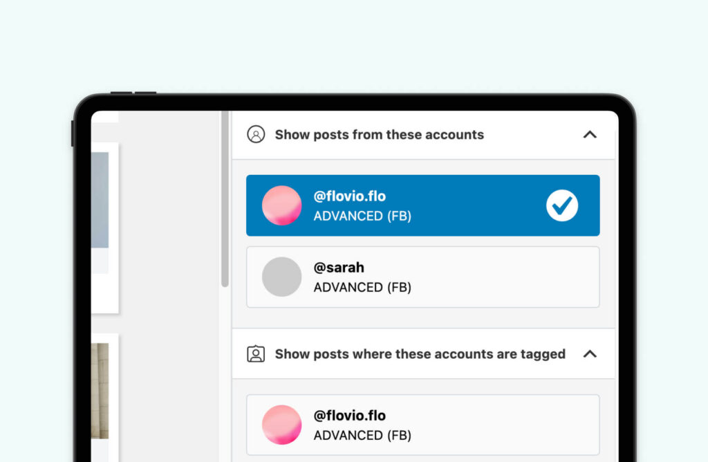 Display multiple accounts