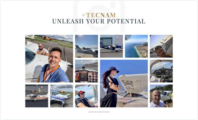 Hashtag feed on Tecnam website