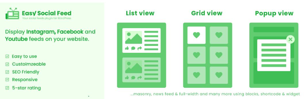 Easy Social Feed plugin for WordPress banner
