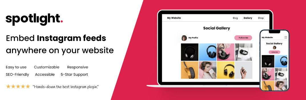 Spotlight Instagram feed plugin for WordPress banner