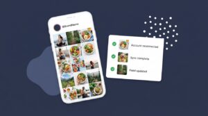 A working Instagram feed inside the Spotlight WordPress plugin alongside a status card showing Account reconnected, Sync complete, Feed updated