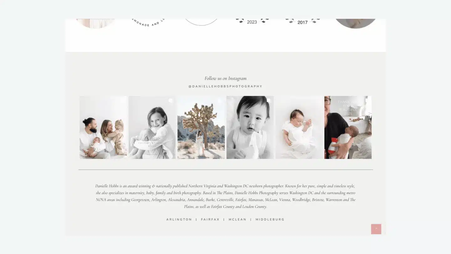 Photography website displaying a complete Instagram gallery built with Spotlight