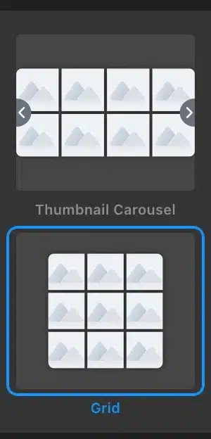 Elfsightโs Thumbnail Carousel and Grid controls, the two layouts tested for this review.