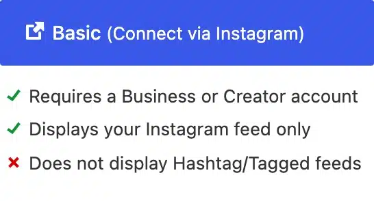 Spotlight Basic connects through Instagram and displays the connected professional accountโs own feed.