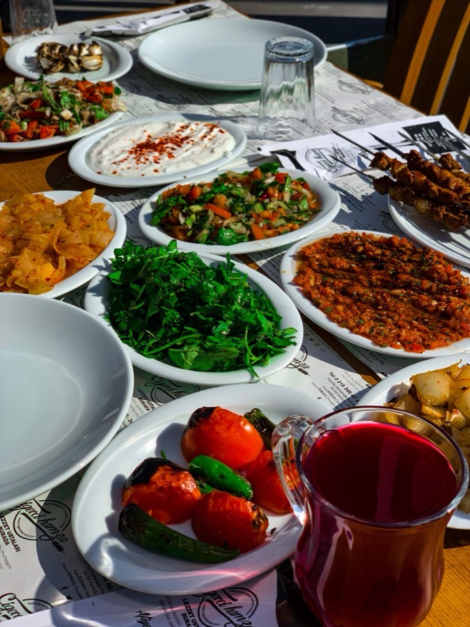 Long table, full house.